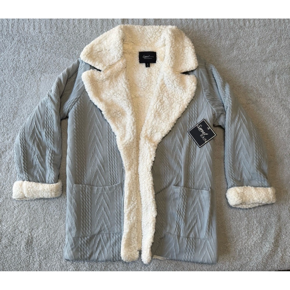 NWT Sweet Rain Sherpa Lined Coat/Jacket Light Blue Womens‎ Size M